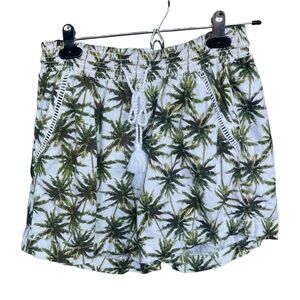 Briggs Shorts Womens Medium Pull On Linen Rayon Tropical Tassel Pockets‎ Boho